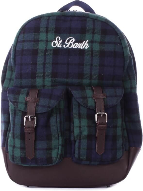 MC2 Saint Barth Tartan Print Eco-Leren Rugzak Groen Green