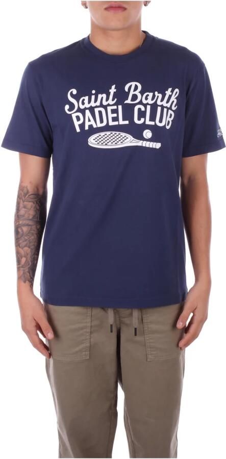 Saint Barth Logo Zij T-shirts en Polos Blue Heren - Foto 6