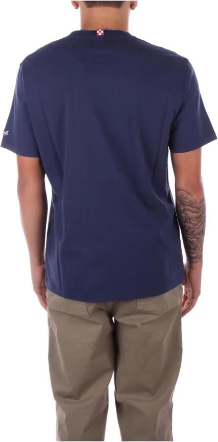 Saint Barth Logo Zij T-shirts en Polos Blue Heren