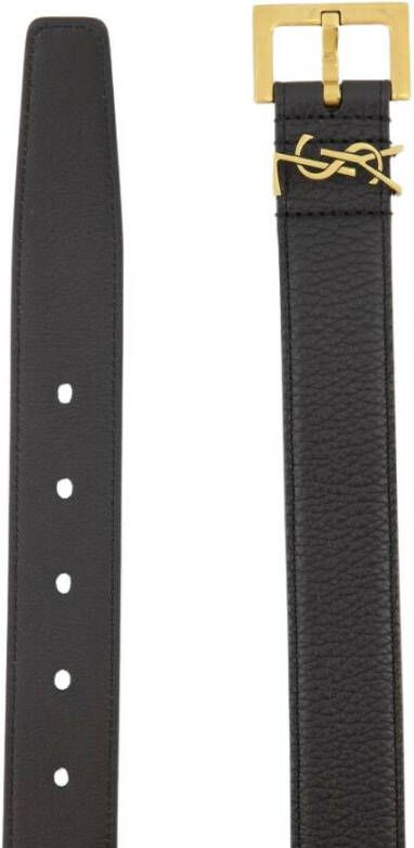 Saint Laurent Zwart Leren Riem Black Heren