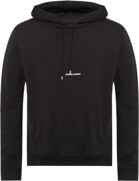 Saint Laurent Katoenen Hoodie Sweatshirt met Logodetail Black Heren