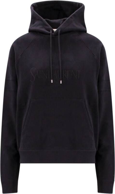 Saint Laurent Comfortabele katoenen hoodie met geborduurd logo Zwart Dames