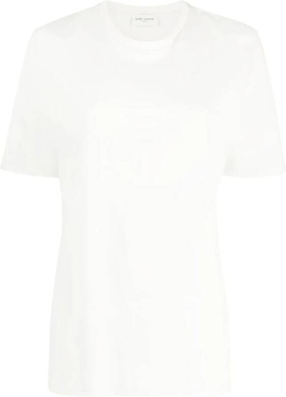 Saint Laurent Dirty Ecru Ronde Hals T-Shirt White Dames