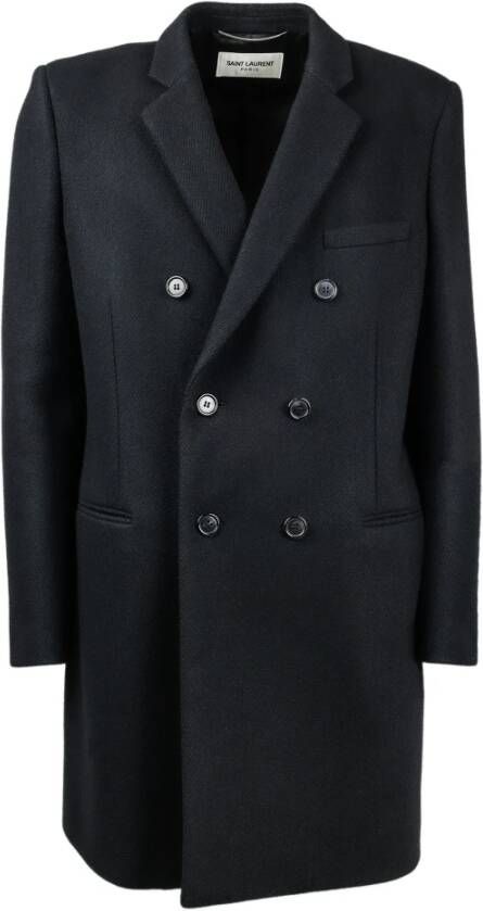 Saint Laurent Double-Breasted Coats Zwart Heren