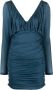 Saint Laurent Blauwe V-hals Draperende Mini Jurk Blue Dames - Thumbnail 1
