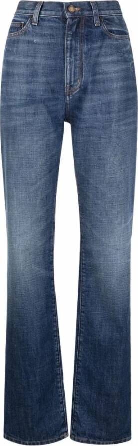Saint Laurent High-waisted straight-leg jeans Blauw Dames