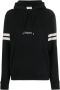 Saint Laurent Gebreide katoenen hoodie met geborduurd logo Zwart - Thumbnail 1