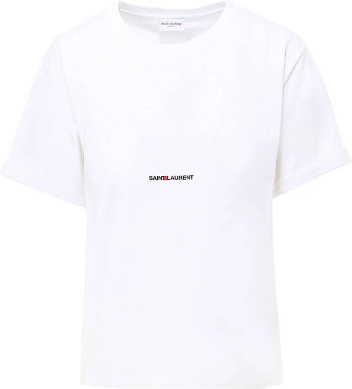 Saint Laurent Iconisch Print Katoenen T-Shirt White Dames