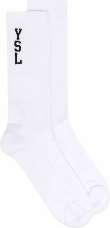 Saint Laurent Iische YSL Initialen Heren Sokken in Wit White Heren