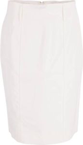 Saint Laurent Knee-length Midi Pencil Skirt in Ivory Cotton Beige Dames