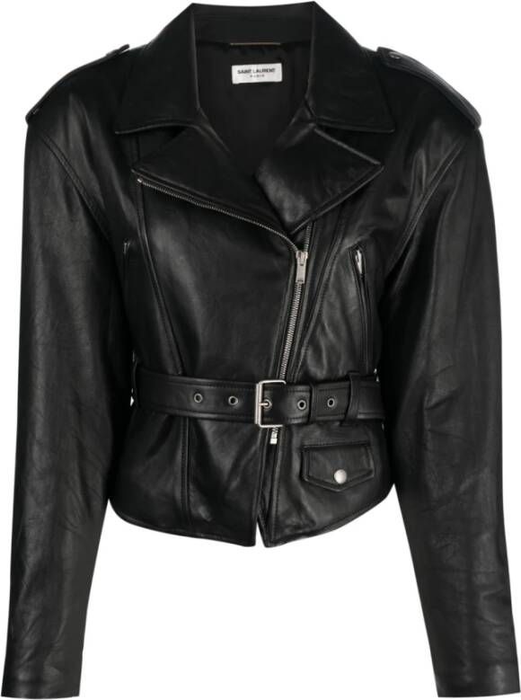Saint Laurent Leather Jackets Zwart Dames