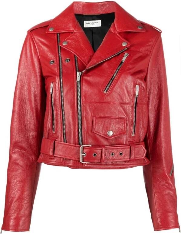 Saint Laurent Leren jas Rood Dames