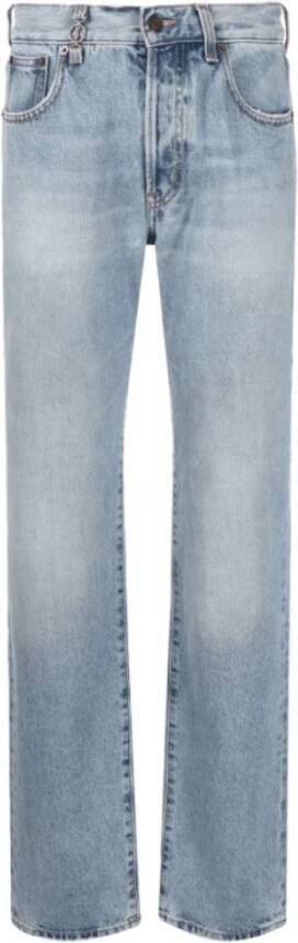 Saint Laurent Lichtblauwe Straight-Leg Jeans Blauw Dames