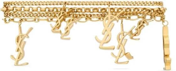 Saint Laurent Luxe sleutelhanger met Cassandre-charms en strass-hangers Geel Dames