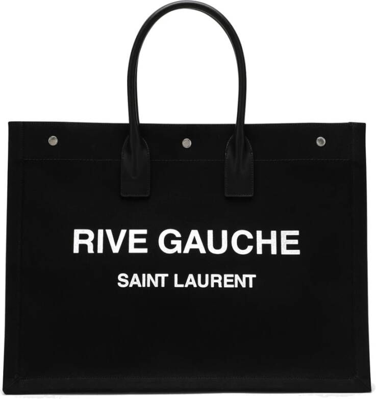 Saint Laurent Rive Gauche Leren Tote Tas Zwart Dames
