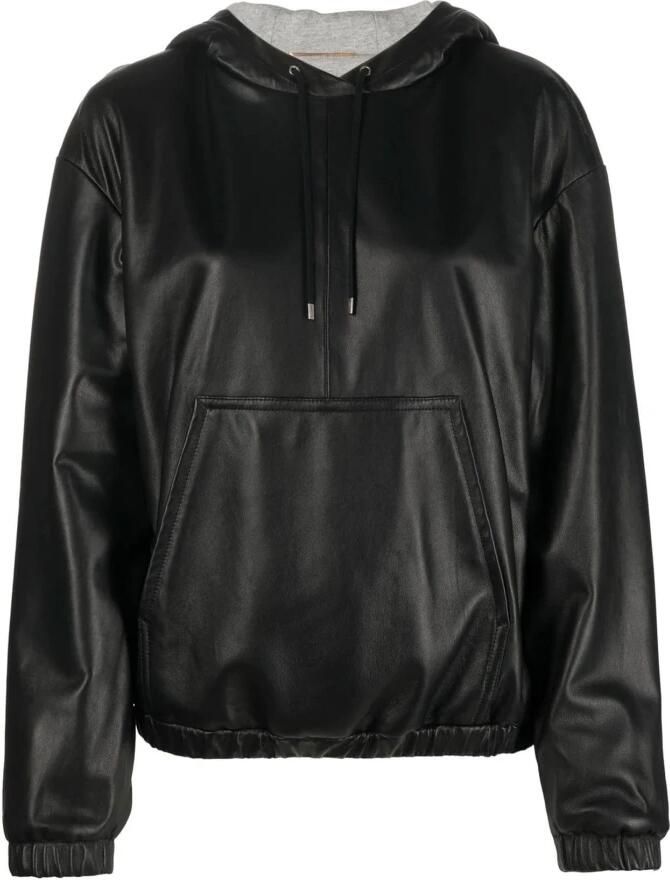 Saint Laurent Leren hoodie Black Dames