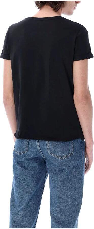 Saint Laurent Zwarte katoenen T-shirt met ronde hals en Rive Gauche logo Black Heren - Foto 7