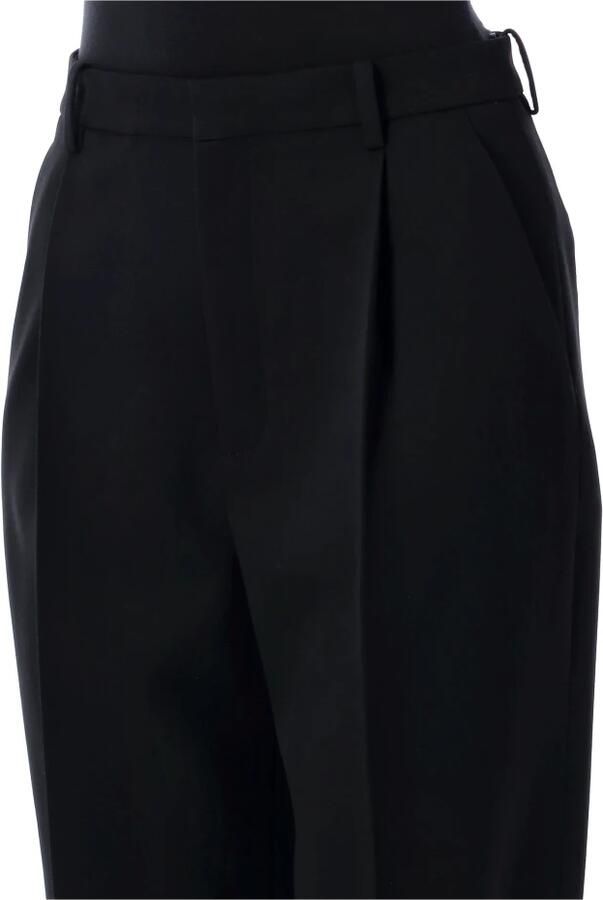 Saint Laurent Wool Grain de Poudre Broek Black Dames - Foto 2