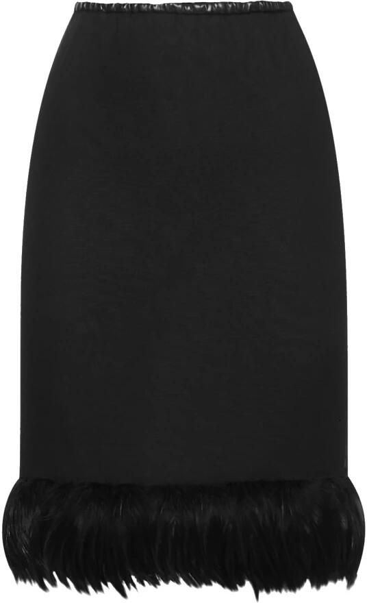 Saint Laurent Zijden rok met veren Black Dames