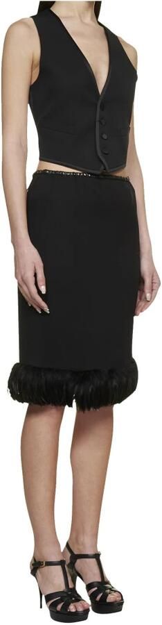 Saint Laurent Zijden rok met veren Black Dames - Foto 4