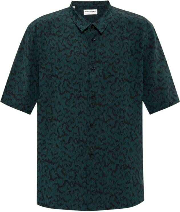 Saint Laurent Shirt met korte mouwen Groen Heren