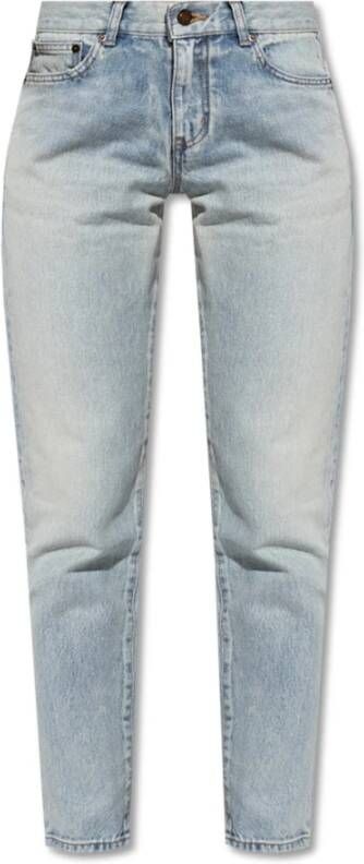 Saint Laurent Slim-Fit Denim Jeans Blauw Dames