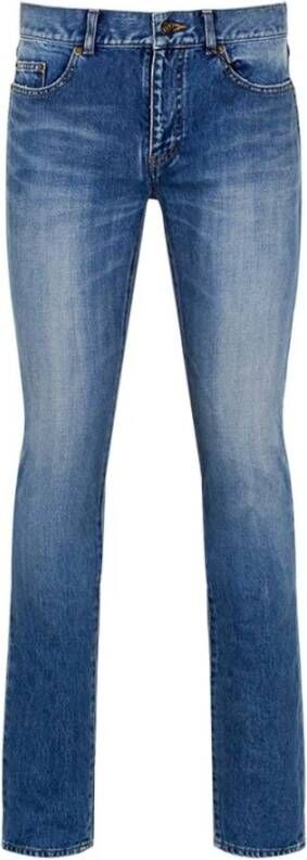 Saint Laurent Slim-Fit Katoenen Denim Jeans Blauw Heren