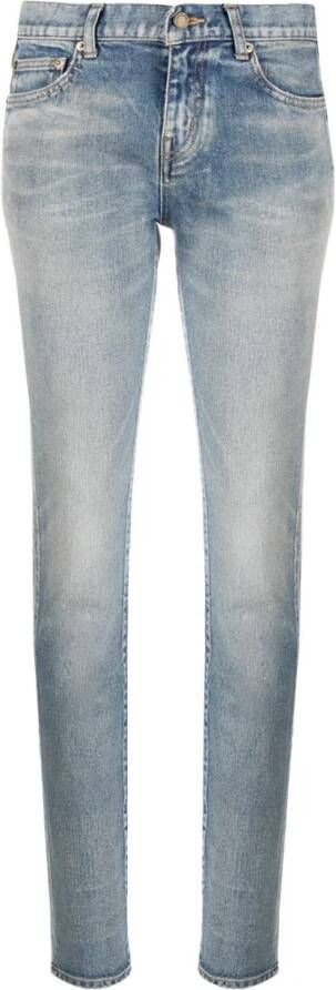 Saint Laurent Slimfit-jeans Blauw Dames