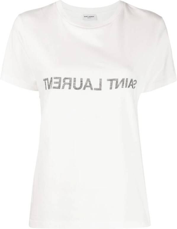Saint Laurent Stijlvolle Dames Katoenen T-shirt White Dames