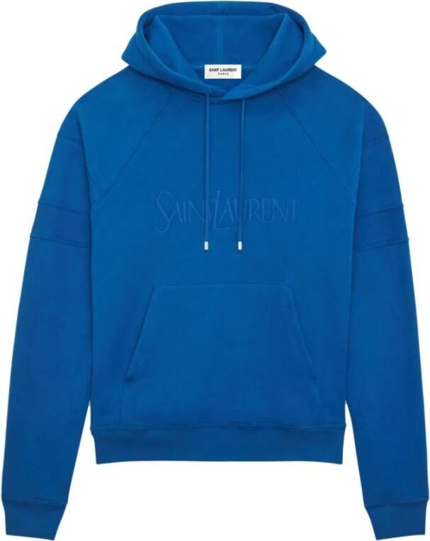 Saint Laurent Blauwe Sweaters met Kangoeroezak Blauw Heren