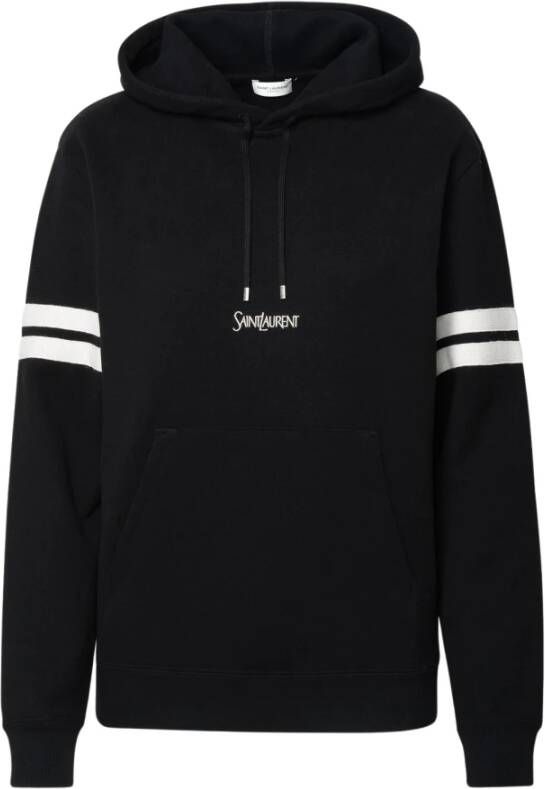 Saint Laurent Zwarte katoenen hoodie met borduursel Black Dames