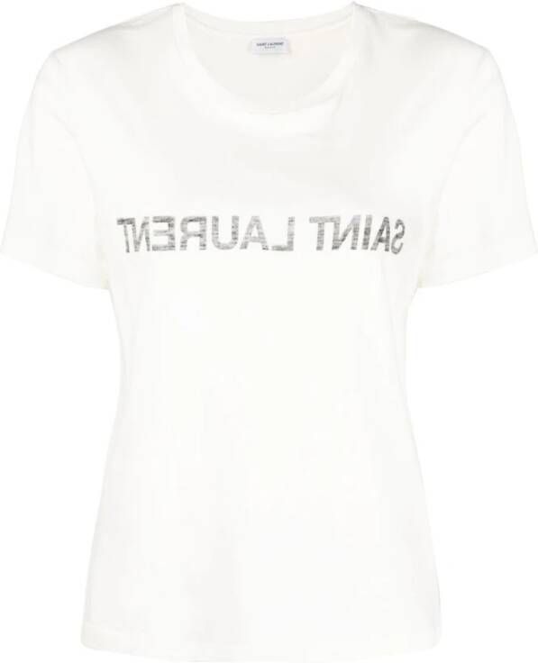 Saint Laurent Natuurprint T-shirt White Dames