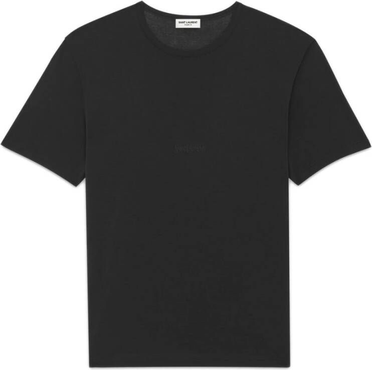 Saint Laurent Zwarte T-shirts en Polos met Borduursel Black Heren