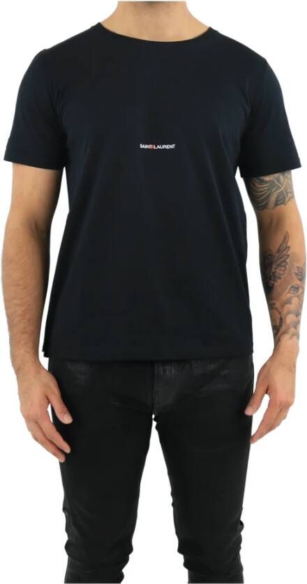 Saint Laurent Zwarte Crewneck T-shirts en Polos Black Heren