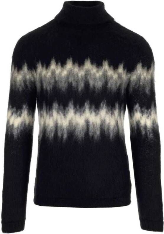 Saint Laurent Turtleneck Sweater met Abstract Patroon Zwart Heren