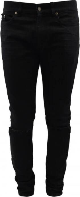 Saint Laurent Vernietigde Zwarte Slim-Fit Jeans Zwart Heren