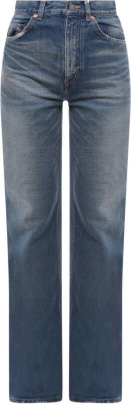 Saint Laurent Vintage Hoge Taille Wijde Pijp Jeans Blauw Dames