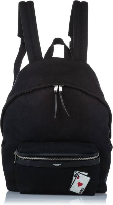 Saint Laurent Vintage Pre-eigenaar speelkaarten City Canvas Backpack Zwart Dames