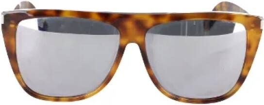 Saint Laurent Vintage Pre-owned Acetate sunglasses Bruin Dames