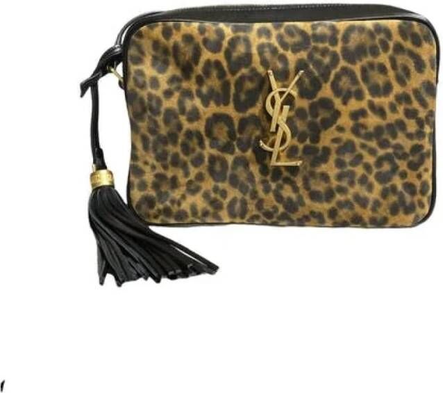 Saint Laurent Vintage Pre-owned Canvas shoulder-bags Bruin Dames