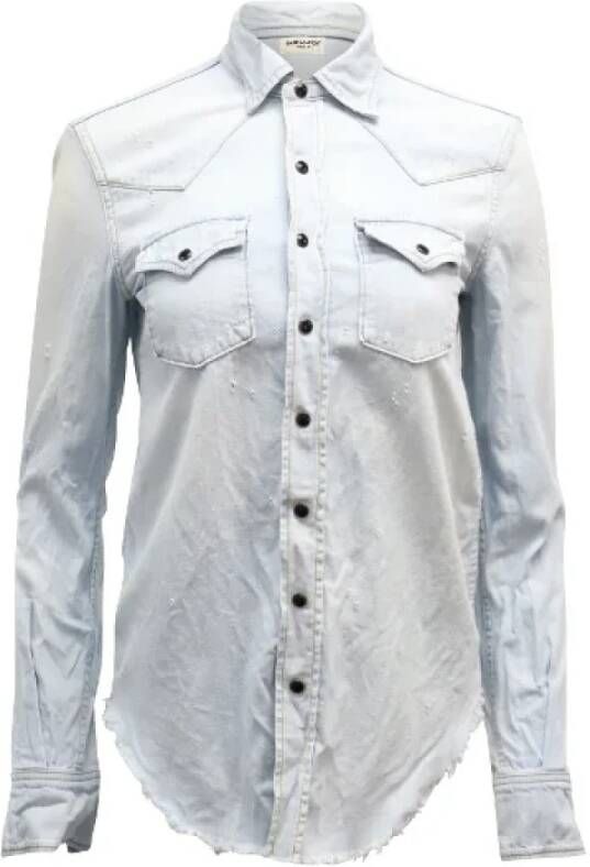 Saint Laurent Vintage Pre-owned Cotton tops Blauw Dames