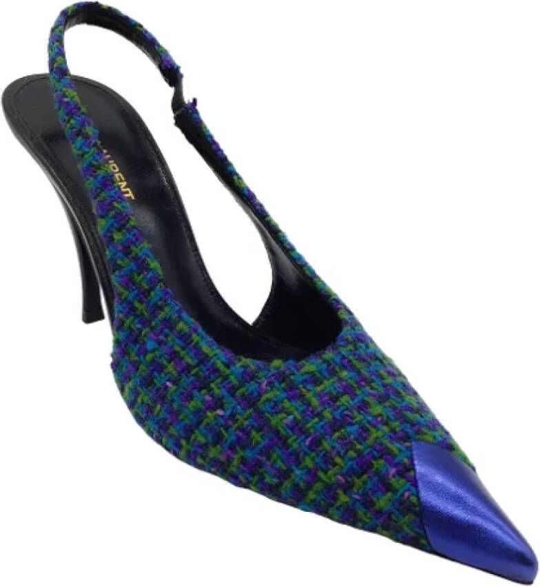 Saint Laurent Vintage Pre-owned Fabric heels Blauw Dames