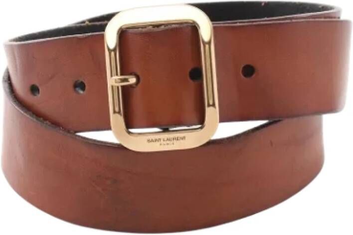 Saint Laurent Vintage Pre-owned Leather belts Bruin Dames