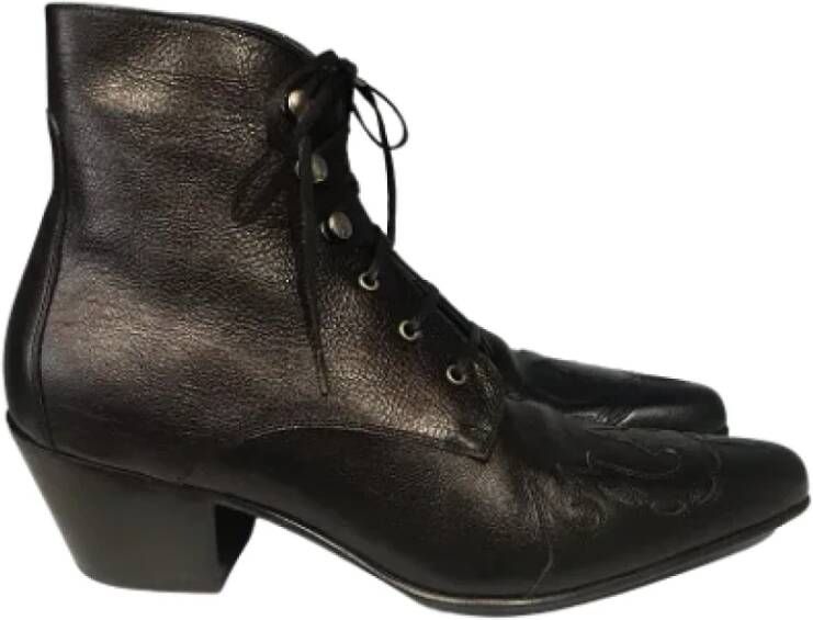 Saint Laurent Vintage Pre-owned Leather boots Zwart Dames