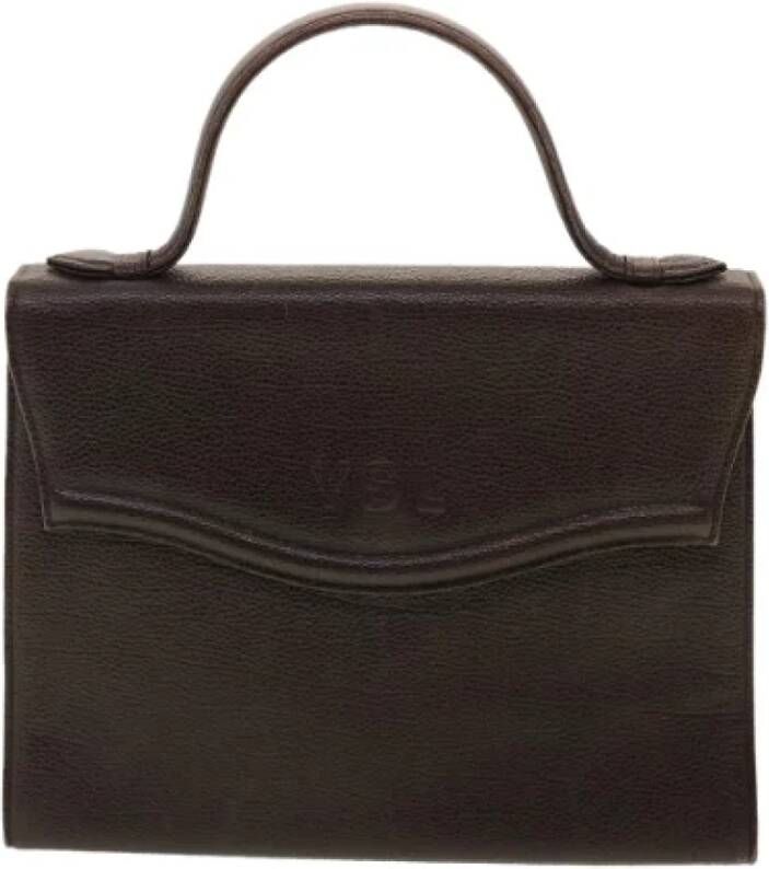 Saint Laurent Vintage Pre-owned Leather briefcases Bruin Dames