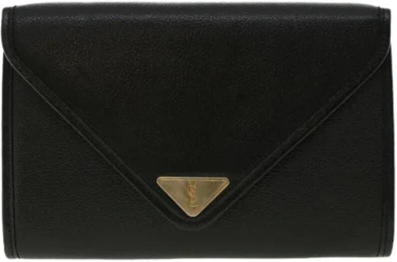 Saint Laurent Vintage Pre-owned Leather clutches Zwart Dames