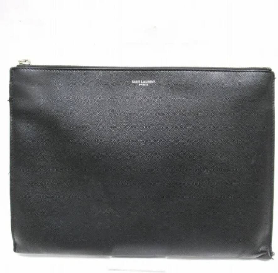 Saint Laurent Vintage Pre-owned Leather clutches Zwart Dames
