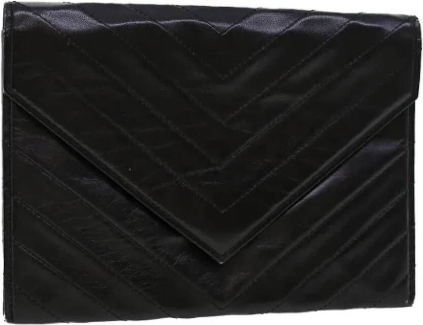 Saint Laurent Vintage Pre-owned Leather clutches Zwart Unisex