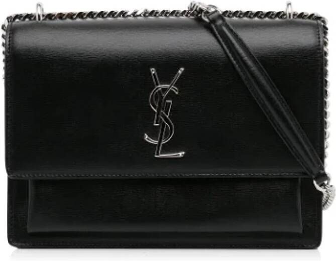 Saint Laurent Vintage Pre-owned Leather crossbody-bags Zwart Dames