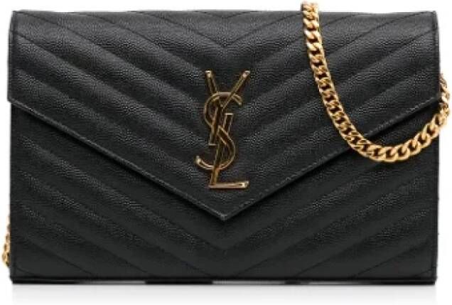 Saint Laurent Vintage Pre-owned Leather crossbody-bags Zwart Dames